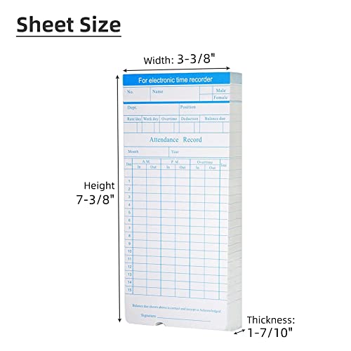 TooCust 100-Piece Time Cards for Employees, Monthly Time Cards 2-Sided, 2-Color Timecards for Time Clocks, Blue/Orange Print, 7-3/8 x 3-3/8 Inch - style: 100PCS Time Cards