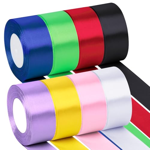 NESCCI 200 Yards Ribbon,1-1/2 Inch Satin Ribbon,Single Face Satin Ribbons - color: 8 Colors-A, size: 1-1/2 Inch | 25 yards