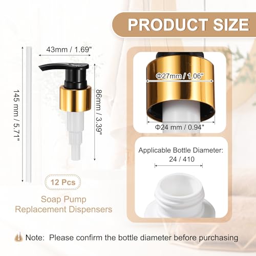 uxcell Soap Dispenser Pump Heads Gold/Black 12 Pcs Pcs - color: Gold/Black, size: 24/410