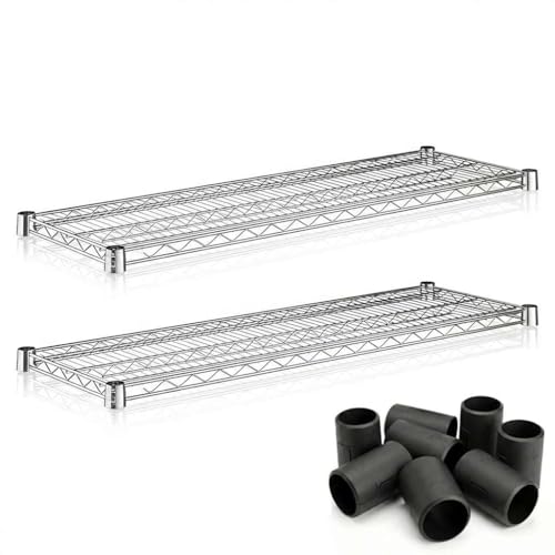 2-Pack 14" x 42" Chrome Additional Wire Shelf for Shelving Units, Replacement Shelves for Wire Rack - size: 14" x 42".
