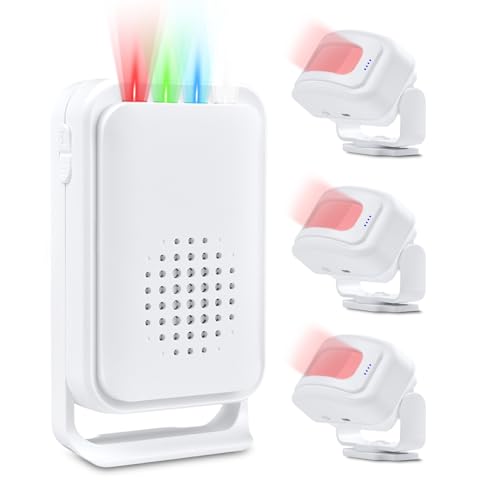 Nineleaf Motion Detector,Store Door Alarm, Commercial Door Alarm, 17 Tones, 5 Volume Levels, Vibration Function, 918ft Range, 4 LED Indicators,3Sensors 1Receiver