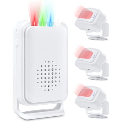 Nineleaf Motion Detector,Store Door Alarm, Commercial Door Alarm, 17 Tones, 5 Volume Levels, Vibration Function, 918ft Range, 4 LED Indicators,3Sensors 1Receiver