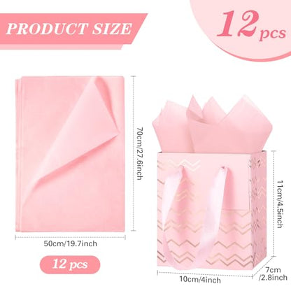 Tenare 12 Pcs Small Gift Bags Bulk,4 x 2.75 x 4.5 Inch,Pink Rose Gold - color: Pink, size: 4 x 2.75 x 4.5 Inch
