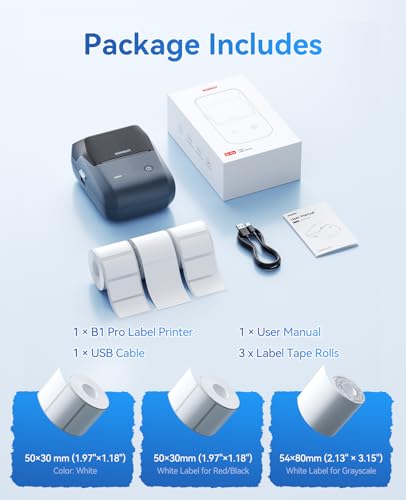 NIIMBOT B1Pro Label Maker, 300DPI HD Label Printer with 3 Roll Label, Blue - color: Blue Set