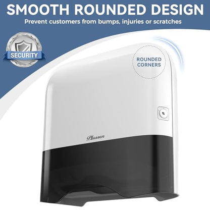 Commercial Paper Towel Dispenser Wall Mount Adhesive 250+ Multifold Trifold c-Fold Folded Hand Towel Dispenser for Bathroom 12" L x 3.8" W x 11.9" H - color: White