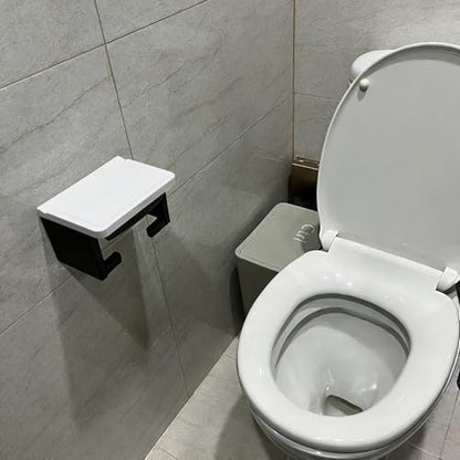 Black Wall Toilet Paper Holder, Plastic Toilet Paper Holder with Cover, Modern Covered Black Toilet Paper Holder Wall Mounted for Bathroom - color: Abs White&black, size: Single
