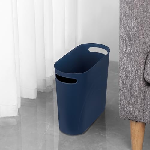 rejomiik Small Bathroom Trash Can, 3.5 Gallon Slim Garbage Can, Navy - color: Navy, size: 1 pack