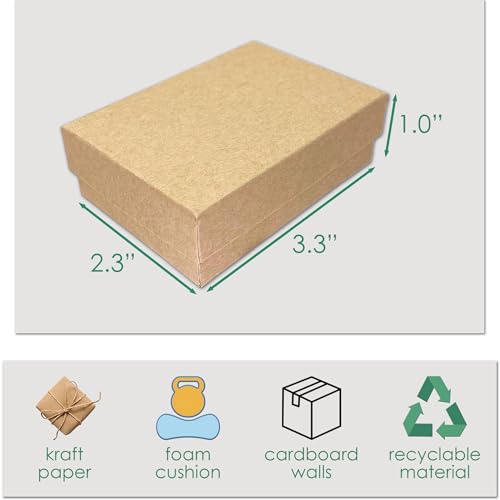 TheDisplayGuys 24-pack Cardboard Gift Boxes w. Velvet Jewelry Insert & Lids - color: Kraft Brown