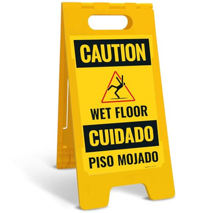 Caution Wet Floor Sign Kit, - size: 10x16 Inches, style: A-frame + 2 Panel Kit