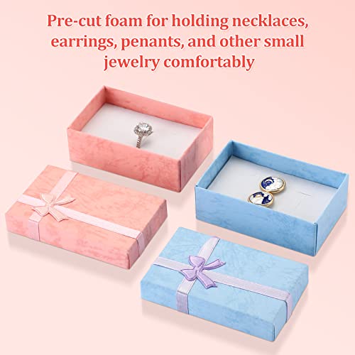 Batiyeer 72 Pcs Small Jewelry Ring Earring Bulk Gift Box with Ribbon Bow
