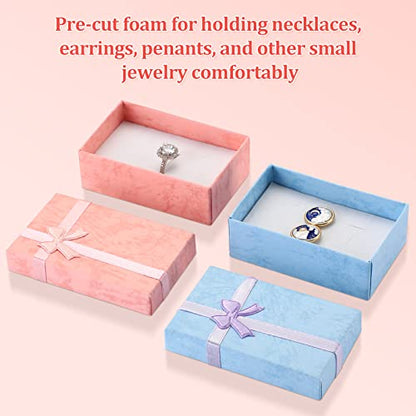 Batiyeer 72 Pcs Small Jewelry Ring Earring Bulk Gift Box with Ribbon Bow