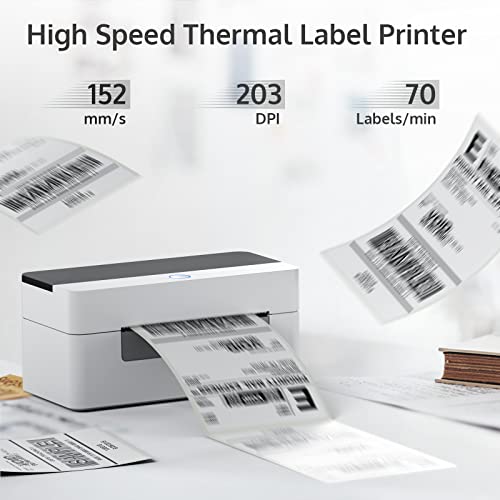 OFFNOVA USB Shipping Label Printer, 4x6 Label Printer for Shipping Packages, High Speed Thermal Printer, Supports ShipStation UPS FedEx Ebay, NO Bluetooth Function - color: White