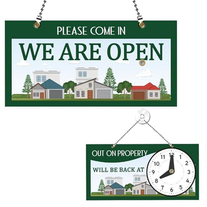 PLIGREAT We Are Open Signs Double Sided Open Closed Sign Please Come In Sign Hours of Operation Sign Plaque for Business Store Office Bars Retail Salon Shop Waterproof Hanging Door Sign with Chain