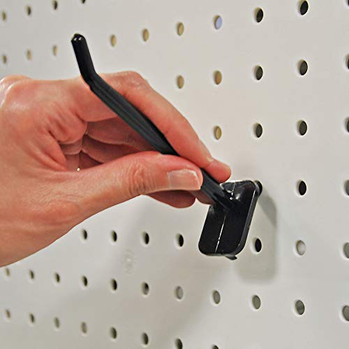 Azar Displays 800004-B Pack of 50 Black Pegboard Hooks (Also Available in White & Clear) - 4” Pegboard Hook Set (2” & 6” Pegboard J Hooks Also Available) - Polycarbonate Plastic Hooks for Retail - color: Black, size: 4 Inch