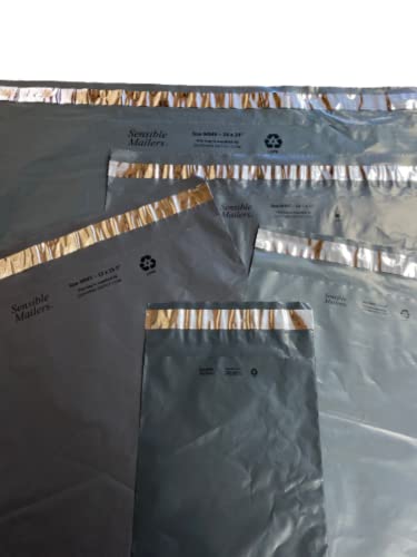 Sensible Mailers – 25 Pack of 24x24” Fully Recycled Poly Mailers Grey – Shipping Envelopes for Small Business