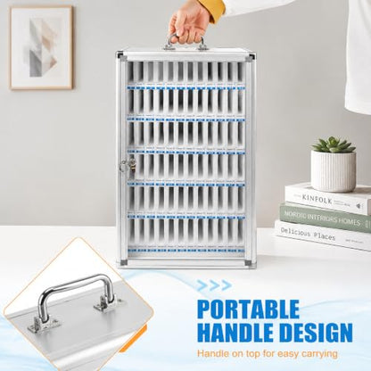 72 Slots Aluminum Alloy Cell Phone Locker with Two Keys Wall-Mounted Phone Storage Cabinet Portable Phone Storage Cabinet for School Classroom Office Exam - size: 72 Slots-Aluminum Alloy