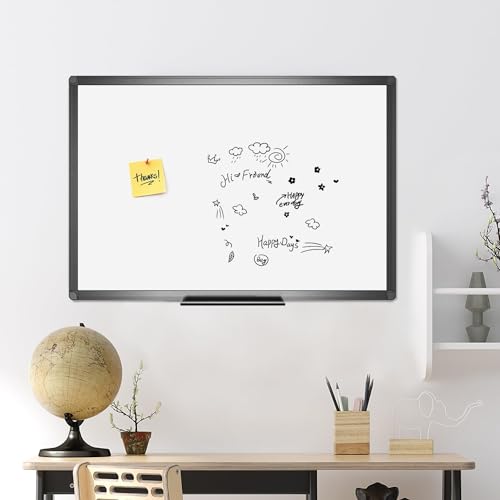 VIZ-PRO Magnetic Dry Erase White Board, 36 X 24 Inches, Black Aluminium Frame - size: 36 x 24 Inches