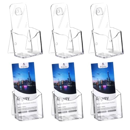 Clear 4x9 Trifold Brochure Holder, Acrylic Rack Card Holder Stand, 6 Pack