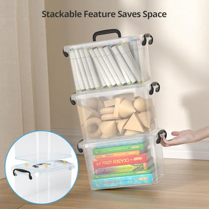 6 Pack 6 Qt Storage Bins with Lids,Small Storage Box with Latches