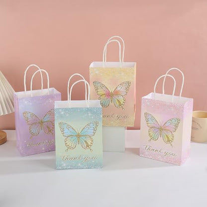 piqiya 24pcs Butterfly Birthday Goodie Bags,Party Favor Gift Bags,Colorful Gift Bag for Baby Shower, Wedding - color: butterfly mix
