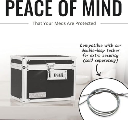 Vaultz Medicine Lock Box - 4 Pack - 5 x 7 x 5 Inches - Secure Cabinet Safe with Combination Lock - Ideal for Medications and Small Valuables - Black - color: Black, size: Small (Pack of 4)