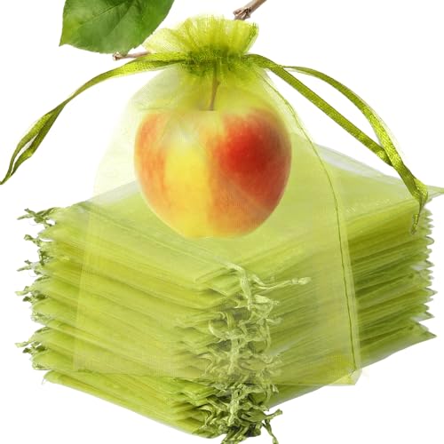 Green Organza Bags 4x6 Mesh Bags Drawstring for Jewelry Favor Gifts Pouch - color: Green, size: 100