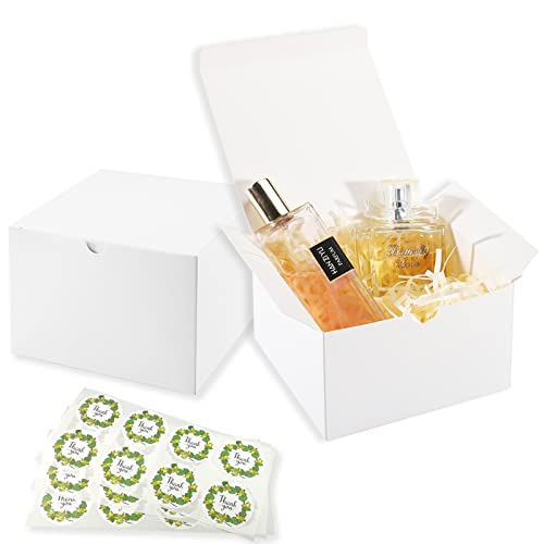 Frantis 20 Pack White Gift Boxes with Lids, 6x6x4 Inch Small Gift Boxes for Wedding Favors, Bridesmaid Proposal, Candles, Mugs, Treats & Retail Packaging, Includes Thank You Stickers - color: White-6x6x4Inch