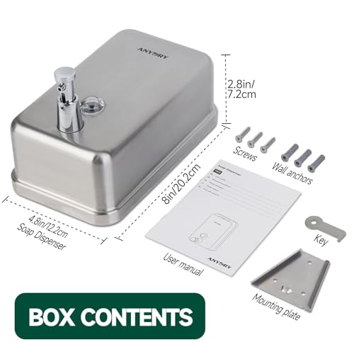 anydry Commercial Soap Dispenser Wall Mounted 37oz Brushed Stainless Steel - color: Brushed Stainless Steel