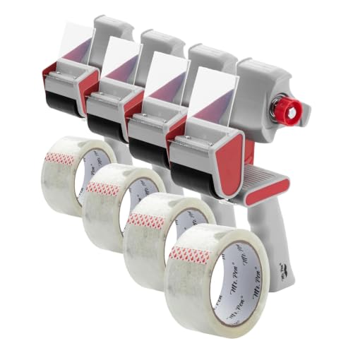 Mr. Pen- Heavy Duty Packing Tape Dispenser Gun, 2 Inch (Pack of 4) - color: Red, size: 8 Pack