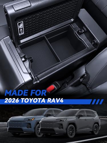 for RAV4 Center Console Organizer 2026 Toyota RAV4 (6th Gen) Hybrid/PHEV Accessories Armrest Tray Middle Storage Box Insert Container Durable ABS Plastic - size: for Toyota RAV4 2026