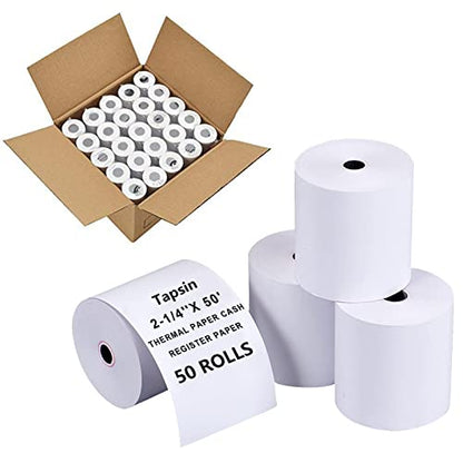 50 Rolls 2-1/4'' X 50' Thermal Receipt Paper - Fits 58mm Thermal POS Printer, Credit Card Machines - size: 2 1/4" x 50', style: 50 Rolls