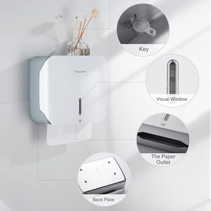 modunful Folded Paper Towel Dispenser Wall Mount No Drill White Keylock - color: D-13 White