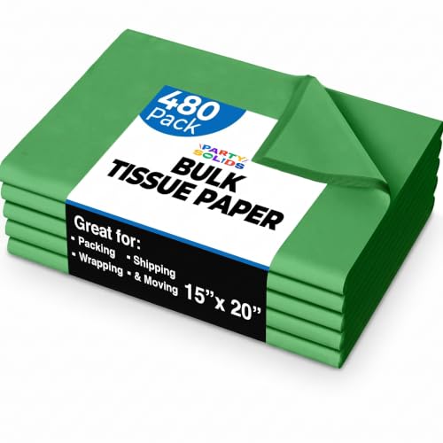 Party Solids Emerald Green Tissue Paper for Gift Bags 15" X 20" 480 Sheets - color: Emerald Green, size: 15" X 20"