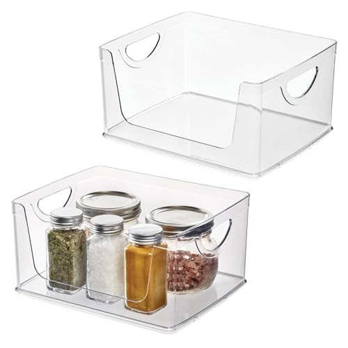 iDesign Stackable Open-Front Storage Bin with Handles, Set of 2, Clear - style: Pack of 2