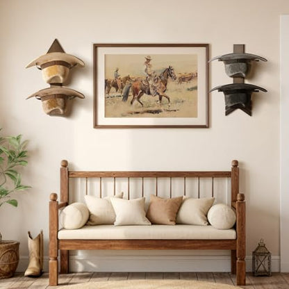 Cowboy Hat Rack for Wall, Wood Arrow Design, Hold 4 Wide-Brim Hats, Walnut - color: Walnut