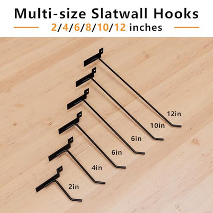 12inch Slatwall Storage Hooks, Black, 25pcs Metal - color: Black, size: 12 Inch