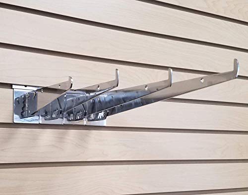 Adjustable Angle Slatwall Shelf Bracket - 8", 10", 12" & 14" Depths Available, Chrome (2, 12" D) - size: 12" D