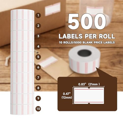 10 Rolls 7000pcs, HUOJI White Price Gun Labels