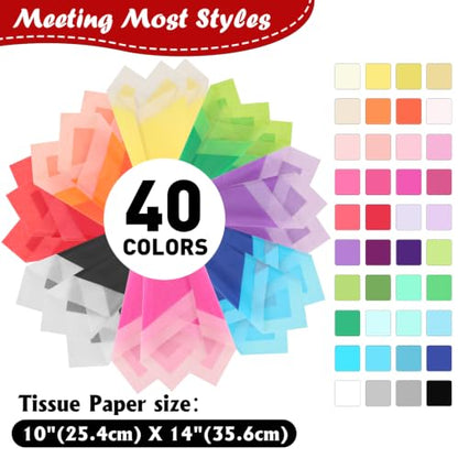 TUXIYA 400 Sheets Tissue Paper,40-Color 14"X10" Tissue Paper for Gift Bags - size: 400P