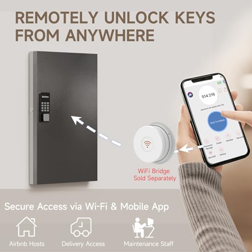 96 Key Lock Box Smart Key Organier Cabinet with Keypad & App for Office - size: 2.3inx16inx25.6in