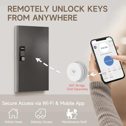 96 Key Lock Box Smart Key Organier Cabinet with Keypad & App for Office - size: 2.3inx16inx25.6in