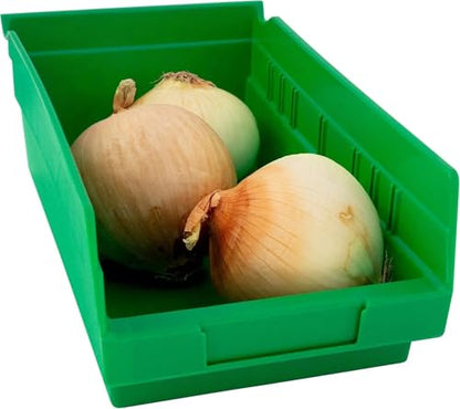 Akro-Mils 30130 Heavy Duty Plastic Shelf Bins, 12"x 6.5"x 4", Green, 12-Pk - color: Green