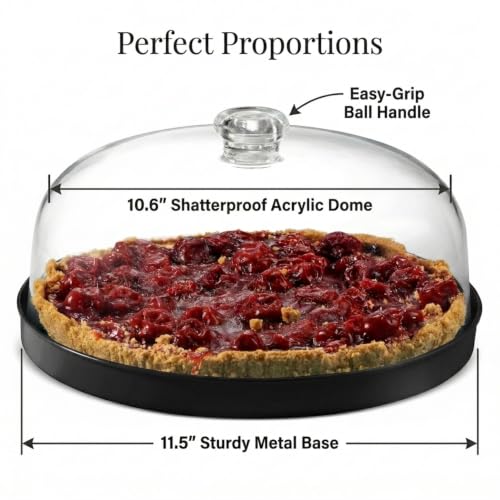 Godinger Cake Stand with Dome, Metal Tray and Shatterproof Acrylic Lid - color: Black