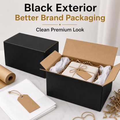 8x5x5 Black Shipping Boxes, Pack of 35 - size: 8"x5"x5"