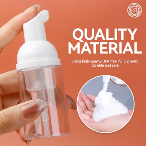 24-Pack 1oz/30ml Refillable Foam Pump Bottles – Travel-Size Portable Foaming Dispensers for Hand Sanitizer, Soap, Lotion, & Shampoo (Clear Plastic)