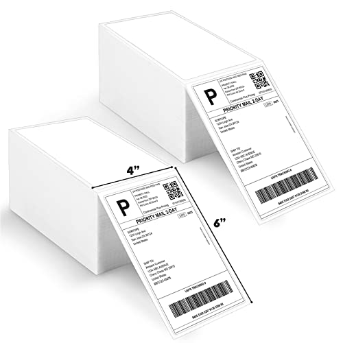 Fanfold 4 x 6 Direct Thermal Labels, Two Stack Total 1000 Lables, Commercial Grade - Premium Adhesive & Perforated, Thermal Labels Compatible with JADENS, iDPRT SP410, POLONO, ASprink - size: Stack-1000 Labels