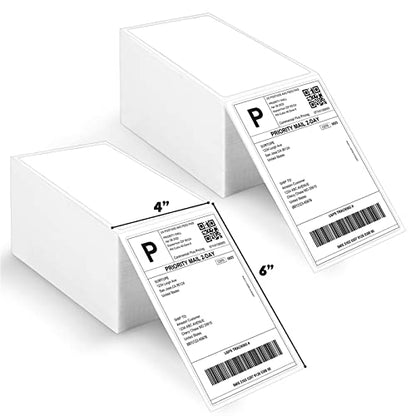 Fanfold 4 x 6 Direct Thermal Labels, Two Stack Total 1000 Lables, Commercial Grade - Premium Adhesive & Perforated, Thermal Labels Compatible with JADENS, iDPRT SP410, POLONO, ASprink - size: Stack-1000 Labels