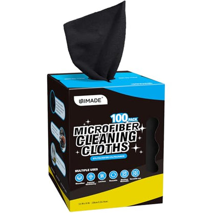 UNIMADE Microfiber Cleaning Cloth, 100 Sheets Microfiber Towels for Cars - color: Black