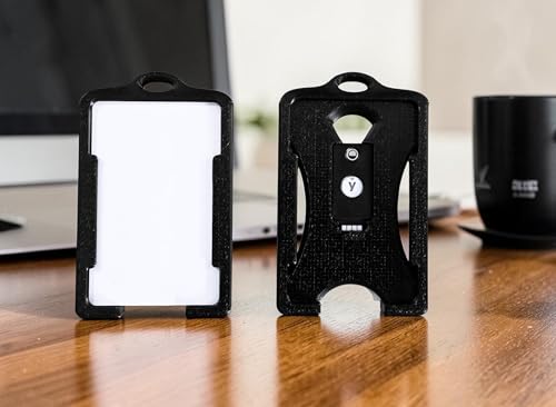 FicaraCo: Rugged Military Grade 3D Printed YubiKey & Card Badge Holder – Holds 4 Standard Cards - *Nearly Indestructible* Card Holder with Yubikey - style: Dual Card Holder with Yubikey