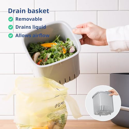 Blue Ginkgo Kitchen Compost Bin, 2.6L Countertop Compost Bin, White - color: White, size: 0.69 gal / 2.6 L (Single Handle)